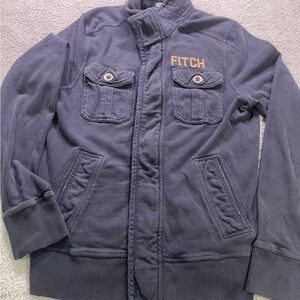 Vtg Y2K Abercrombie Fitch Full Zip/Button Muscle Fit Navy Blue Medium Jacket